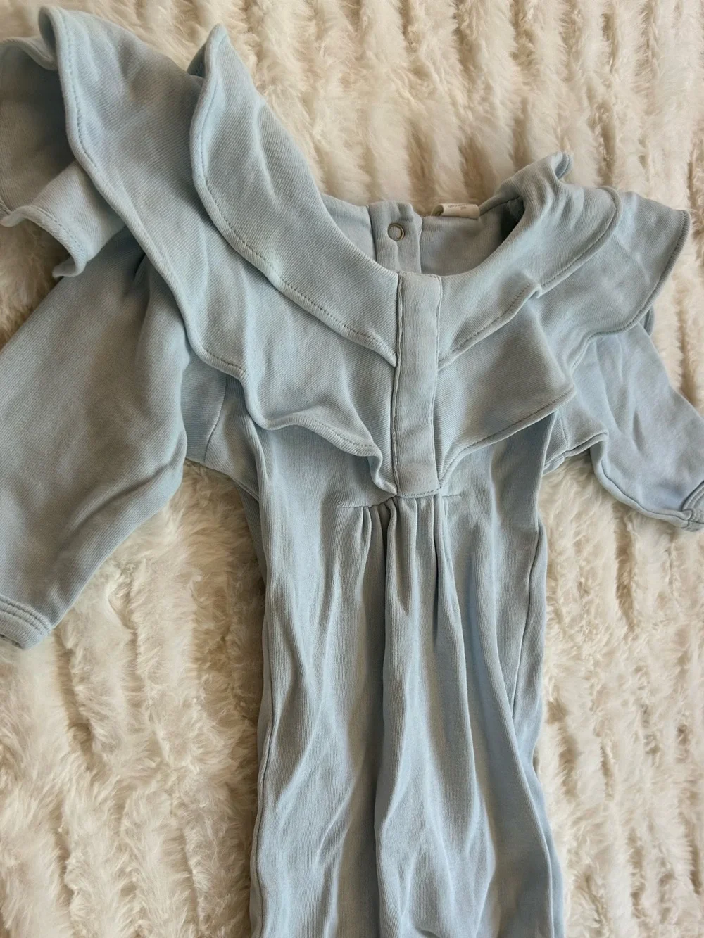 Kate Quinn Cotton Ruffle Neck Footie